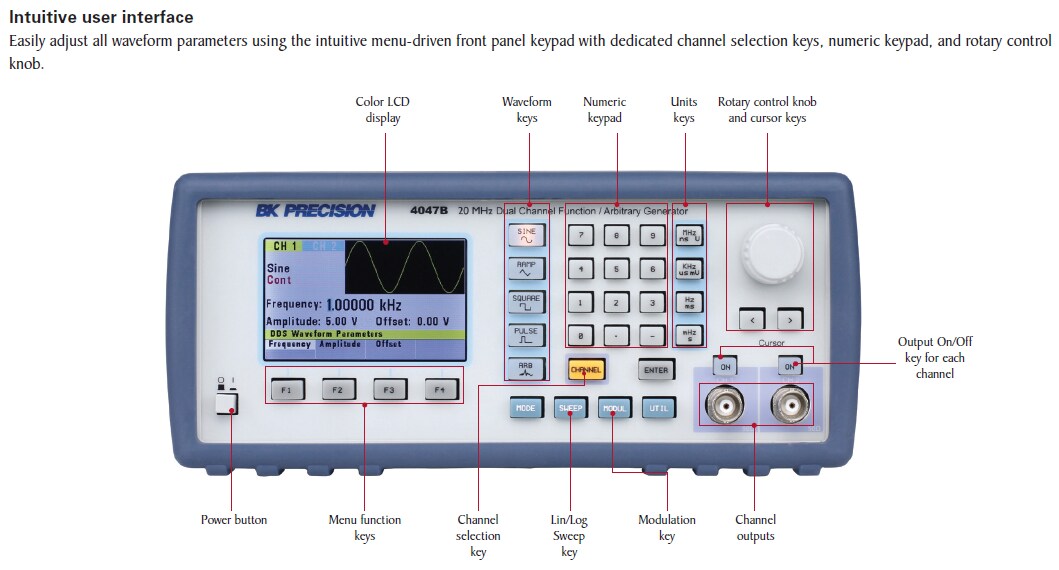 B&K Precision 4047B Dual Channel Function/Arbitrary Generator